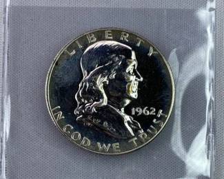 1962 Proof Franklin Silver Half Dollar