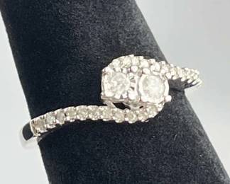 925 Silver Swirl Diamond Ring