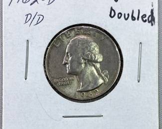 1962 D/D Washington Silver Quarter, UNC