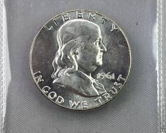 1961 Franklin Silver Half Dollar, UNC w/ Luster