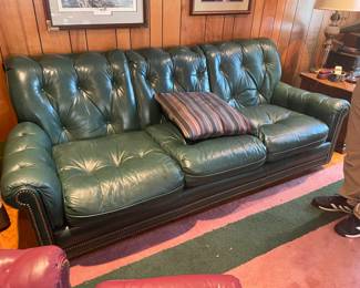 . . . green leather couch