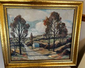 Original oil signed art with gallery information on back