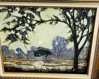 Original signed oil painting  with gallery information on back