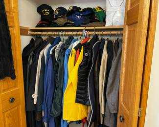 Many items of clothing. Hats and new robes. REI Jackets