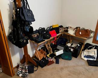 many purses and bags. MK, Katie Spade, Coach and more
