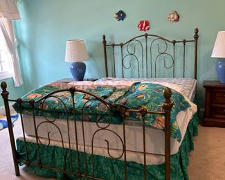 #82	Queen iron bed with headboard, Sealy Posturepedic mattress and bedding	 $150.00 	