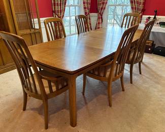 	#1	Dining table with 6 chairs and pads 60-100x42x29	 $375.00 				