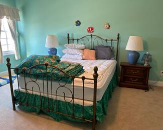 	#82	Queen iron bed with headboard, Sealy Posturepedic mattress and bedding	 $150.00 				