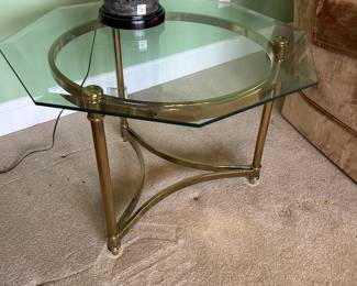 	#12	Glass and brass table 28x20	 $40.00 				