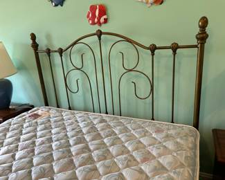 #82	Queen iron bed with headboard, Sealy Posturepedic mattress and bedding	 $150.00 	