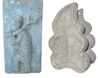 Temple Tile - CIRCA early 1900’s,  approx. 9”H x 7”W x 1¼”D,  STO-07S
Temple Finial - CIRCA early 1900’s,  approx. 11”H x 8”W x 1¼”D, STO-08B