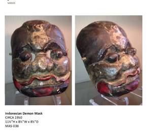 Colorful Indonesian Demon Mask, CIRCA 1950
11½”H x 8½”W x 8½”D,  MAS-03B