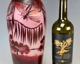 Rare Muller Fres Dragonfly cameo vase