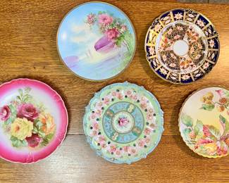 Beautiful porcelain decorative plates and bowls, including Limoges