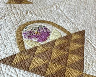 1930s hand made quilts - flower basket pattern - 72X80 inches.  One in good condition, one used. 