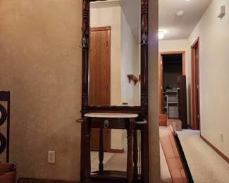 Beautiful curved hall tree with marble top 81 x 26 x 10