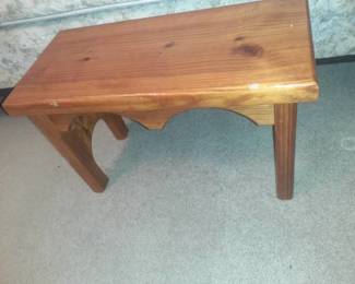 Small wooden bench. Has slight paint on top. See pictures 15 x 24 x 11