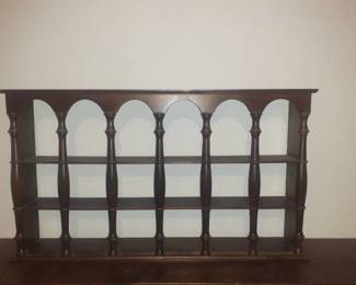 Wooden shelf. 20 x 35 x 5. Perfect for your knick knacks. Located in basement