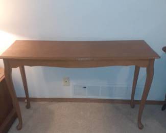Sofa table. 30 x 48 x 16. Top needs refinished. Located in basement