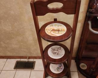 Three tier folding painted pie stand 37" tall
