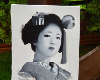 Midori original oil on canvas 10x8" unframed from gallery owner's private collection