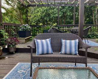 Love Seat -1 of 2 I have. Offering both as a set or individually--Indoor outdoor wicker Like new-brought inside for winter. Also matching cocktail table sold separately