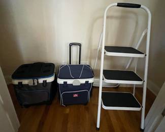 Igloo rolling coolers; step stool