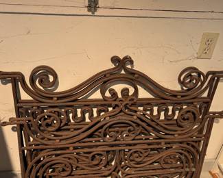 Antique iron twin bed frames for sale during in-person shopping Friday and Saturday.