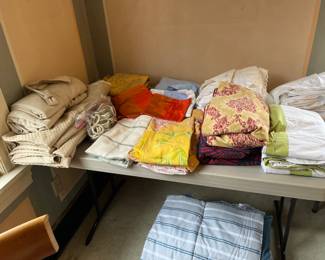 Vintage linens for sale during in person shopping hours Friday and Saturday only.