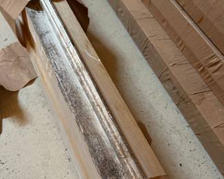 Italian Cassettone silver leaf and flat silver leaf framing in lengths of 111" or 120" still in their original wrapping.  For dale duirng in-person shopping Friday & Saturday.