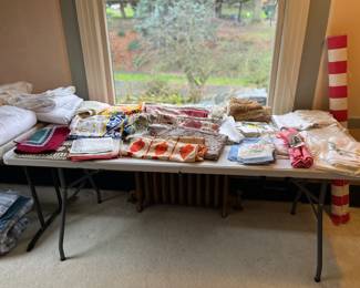 Vintage linens for sale during in person shopping hours Friday and Saturday only.