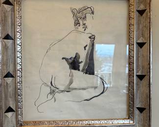 $200 Nude drawing silver deco frame