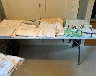 Vintage linens for sale during in person shopping hours Friday and Saturday only.