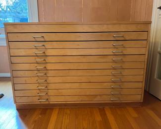 $400. Built by owner,  wooden flat file cabinet.   46"w x 36"d x 30"h.