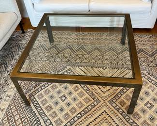 $280. Brass and glass coffee table.  28.5"w x 22.5"d x 29"h.