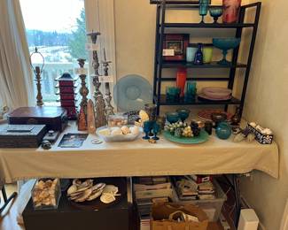 Overview of the many beautiful things for sale during in person shopping Friday and Saturday unless featured in a photo for online shopping.