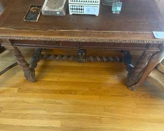 $220. Antique library table.  47"w x 25" x 29"