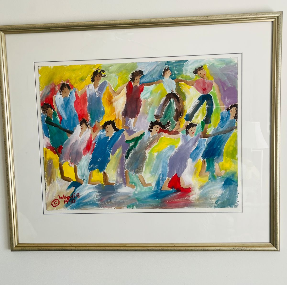 Woodie Long, original folk art, 24” x18”, 34x28 with frame