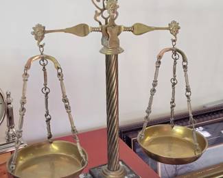 Vintage brass and marble scale