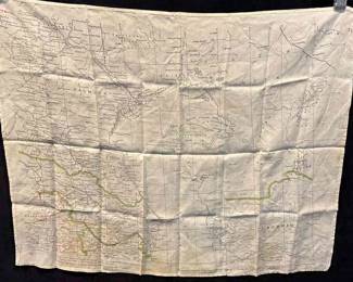 WW2 T2T4 Cloth Map Caspian Sea, Iran, Afghanistan, Russia.