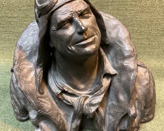 Michael Garman 1973 WW2 Bronzetone Aviator Pilot Bust