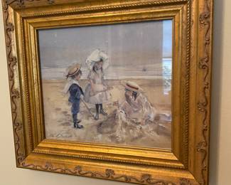 Beach scene framed print