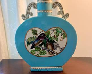 Large Maitland Smith vase - hand painted birds