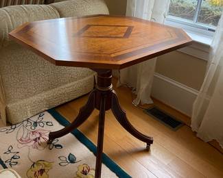 Inlaid octagonal pedestal table
