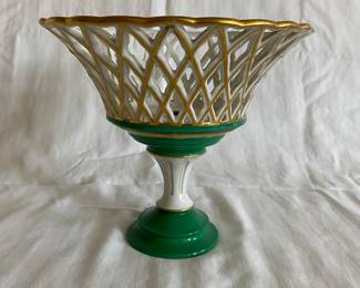 Antique porcelain basket compote