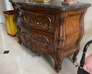 Marble top bombe chest