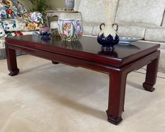 Asian inspired French finish cocktail table