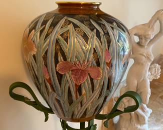 Large ceramic iris vase