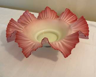 Antique art glass brides bowl