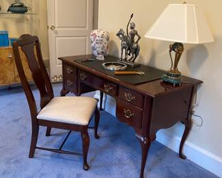 Queen Anne mahogany desk & chair